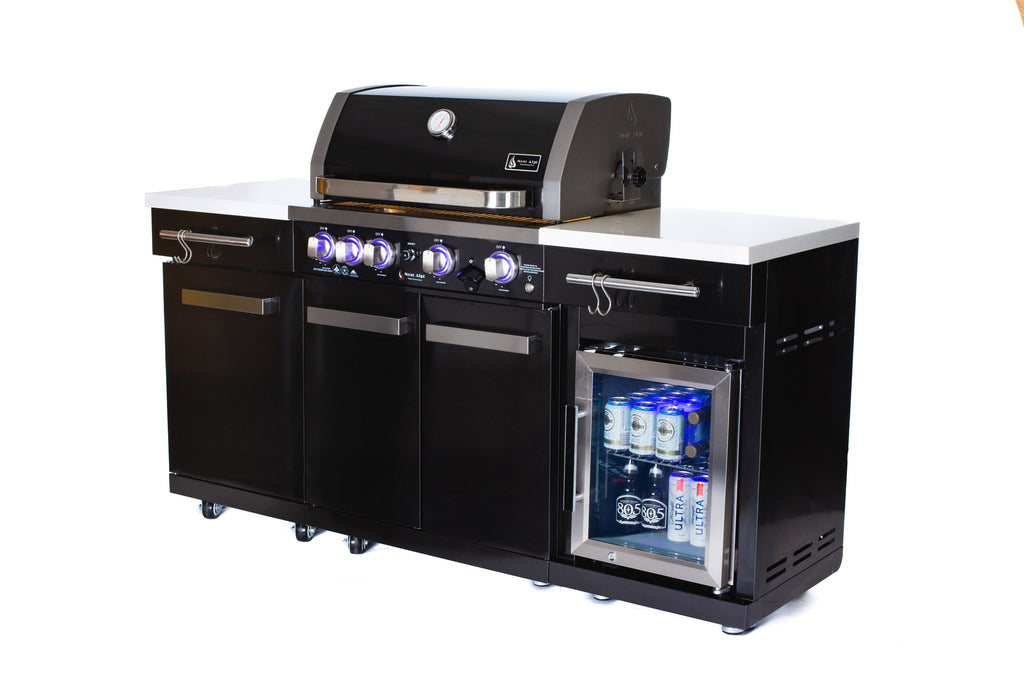 Mont Alpi 957 Black Stainless Steel Island with compact refrigerator - Wheatland Fireplace