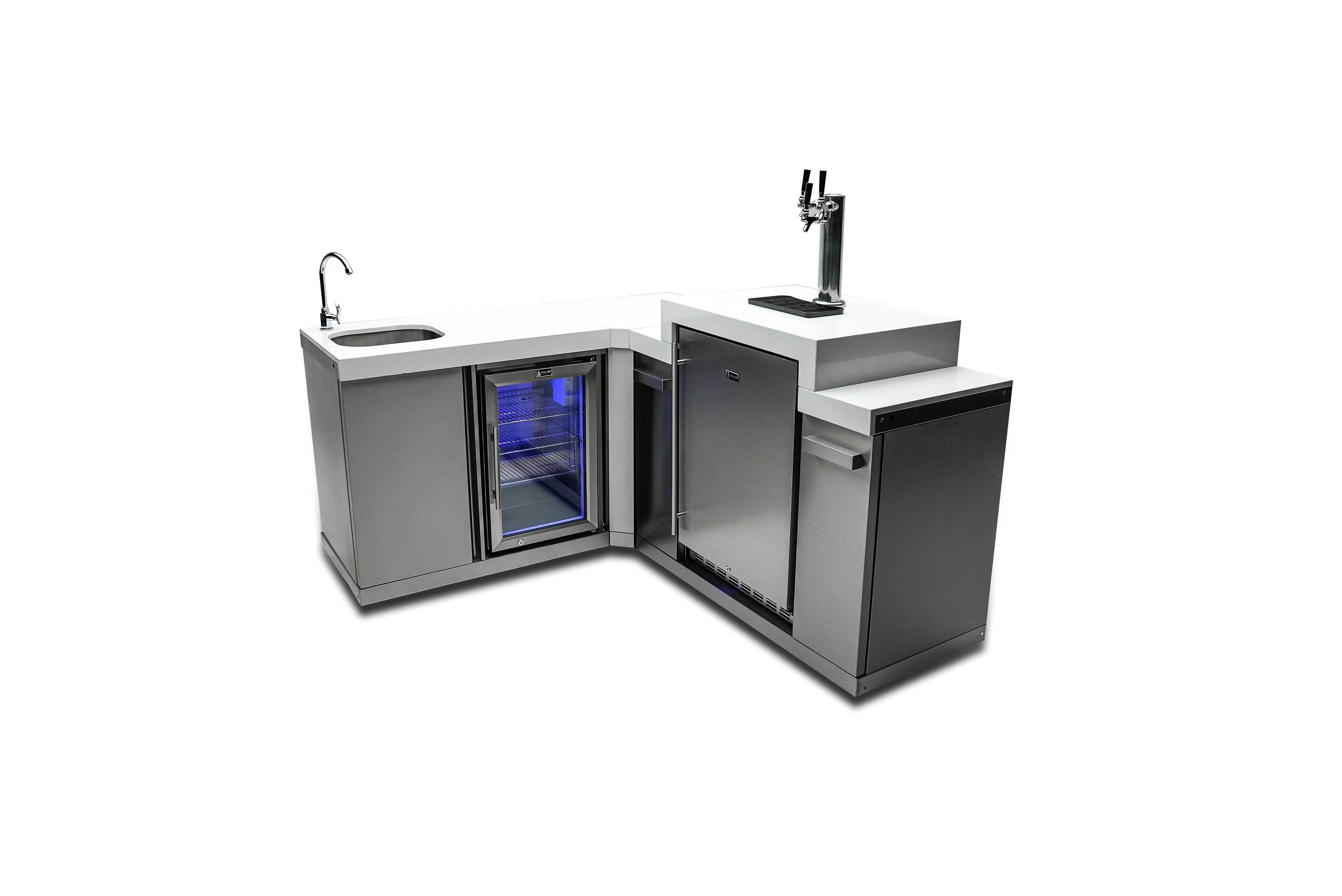 Mont Alpi Beverage Center with 90 Degree Corner and Kegerator - Wheatland Fireplace