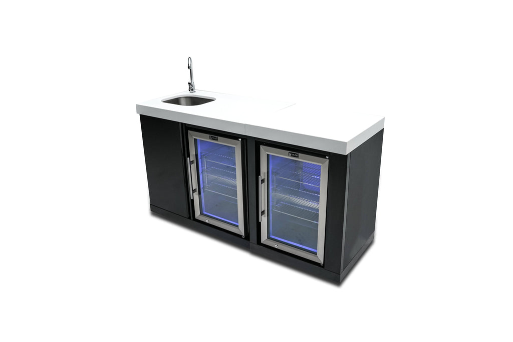Mont Alpi Black Stainless Steel Beverage Center and Fridge Cabinet - Wheatland Fireplace