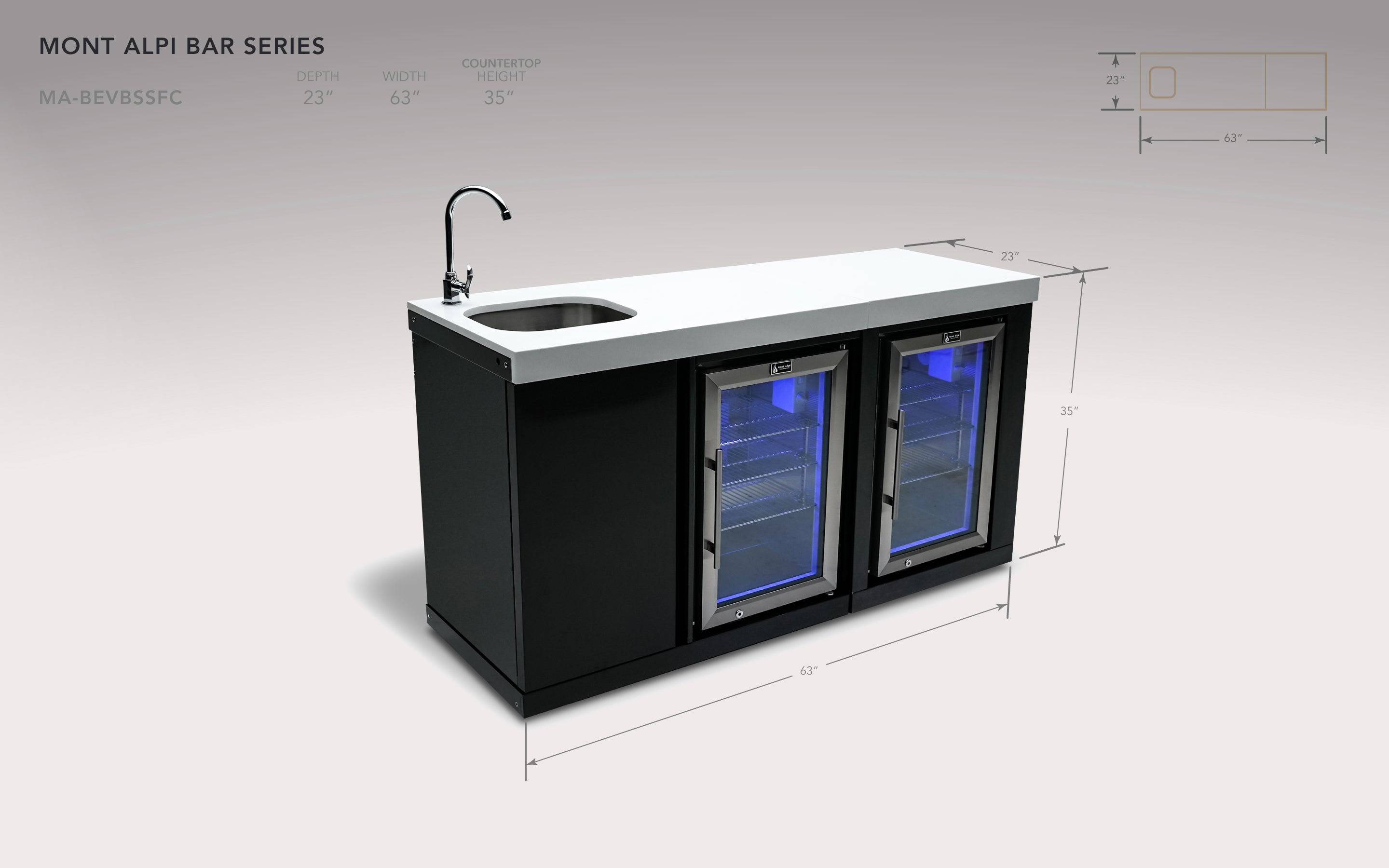 Mont Alpi Black Stainless Steel Beverage Center and Fridge Cabinet - Wheatland Fireplace