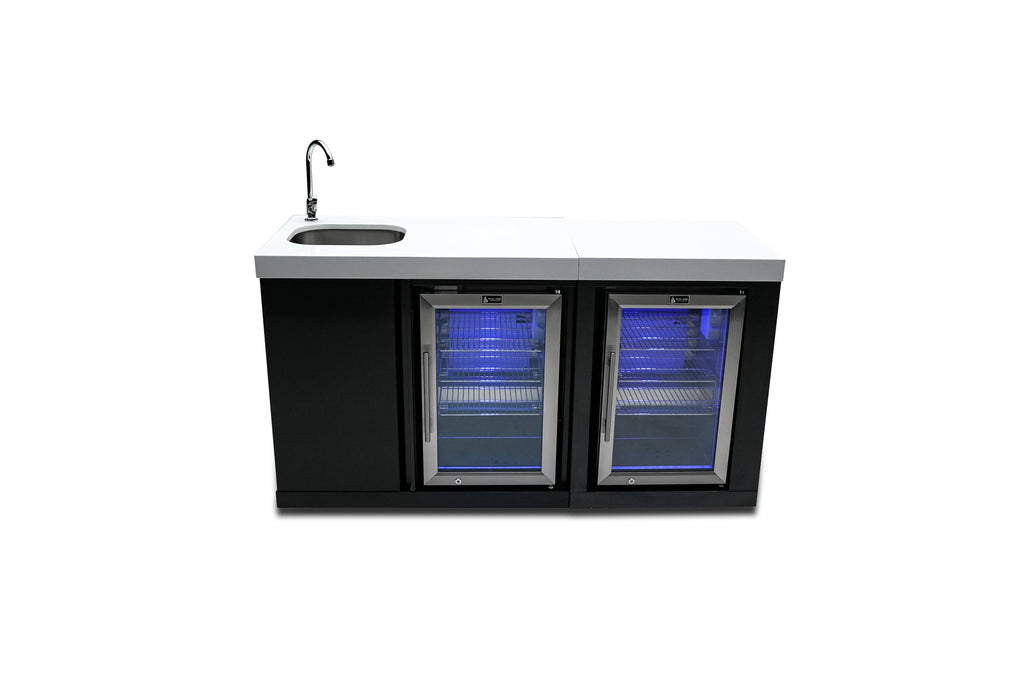 Mont Alpi Black Stainless Steel Beverage Center and Fridge Cabinet - Wheatland Fireplace