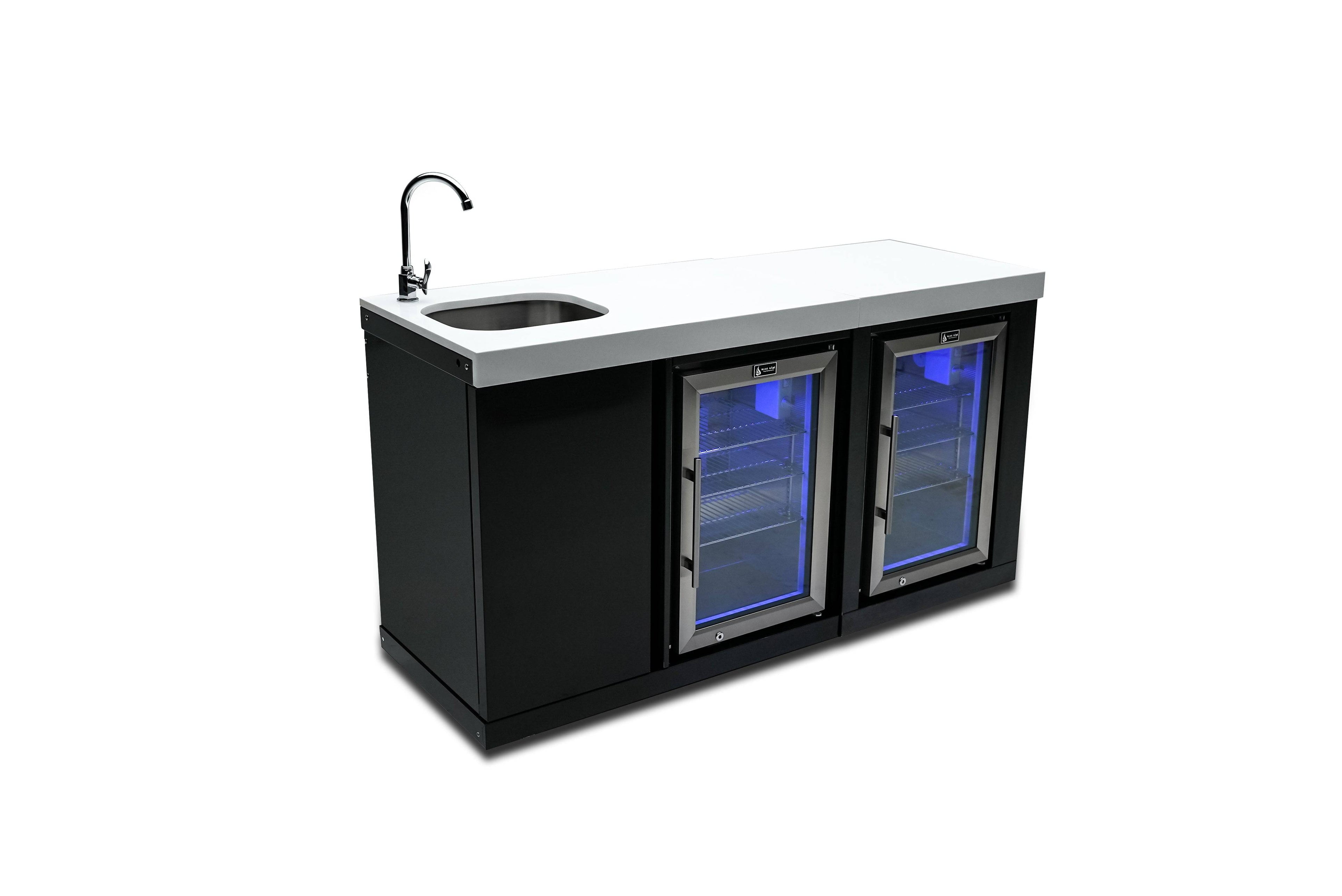Mont Alpi Black Stainless Steel Beverage Center and Fridge Cabinet - Wheatland Fireplace