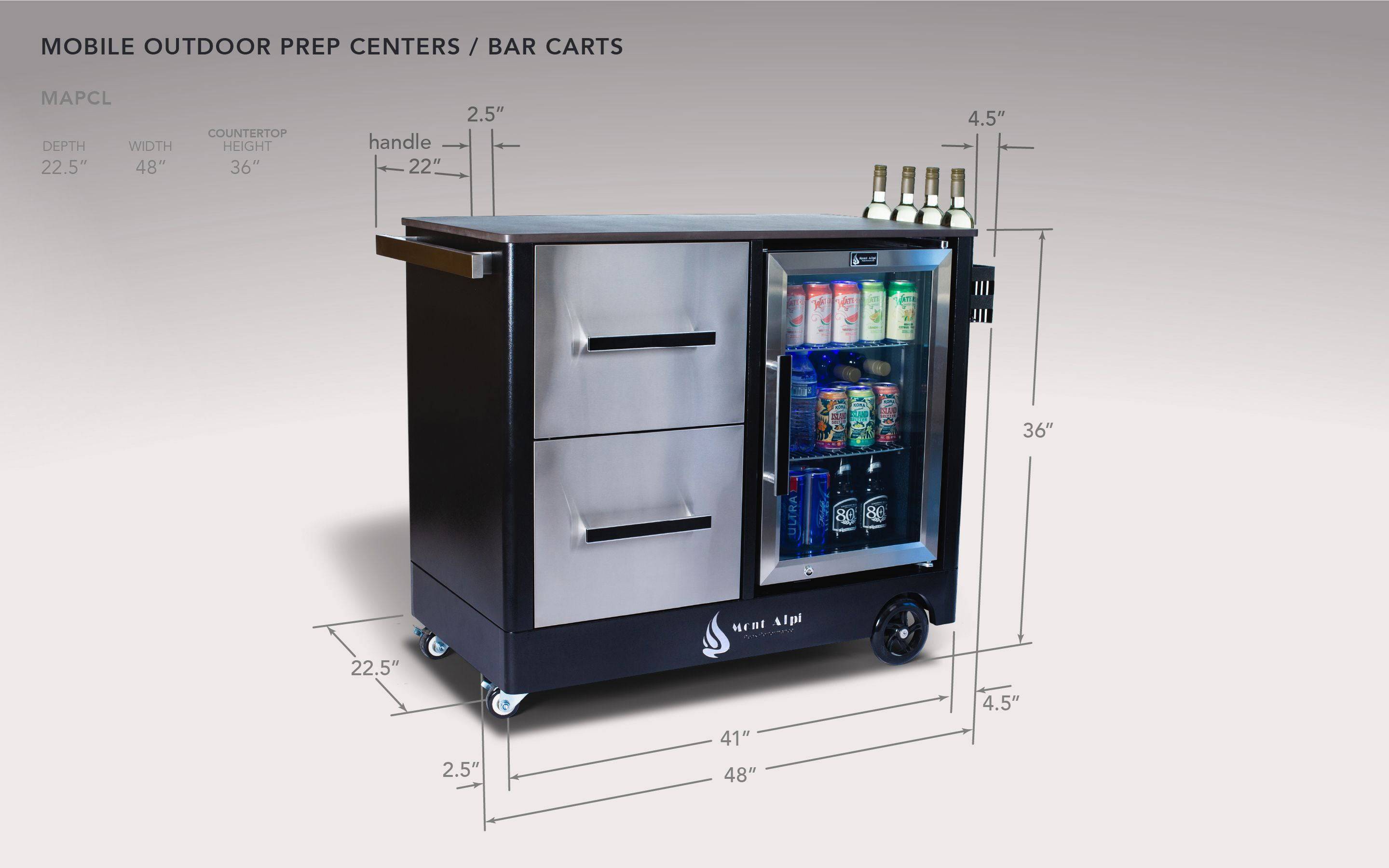 Mont Alpi Large Outdoor Prep Center / Bar Cart - Wheatland Fireplace