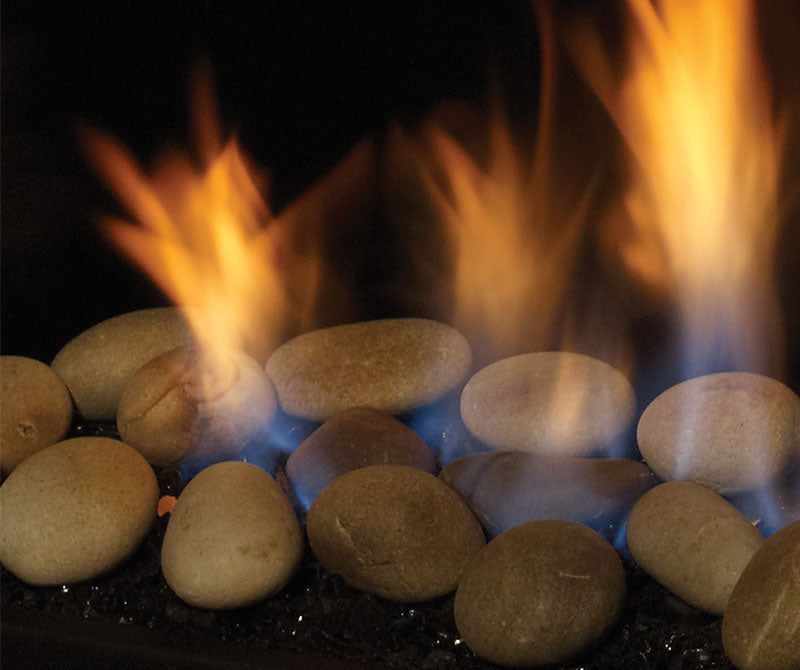 Ivory & Tan Basalt Volcanic Stones - Wheatland Fireplace