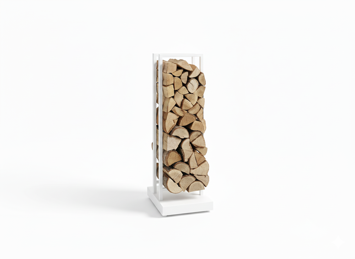 Stuv Mobile Log Rack With Drawer - White - Wheatland Fireplace