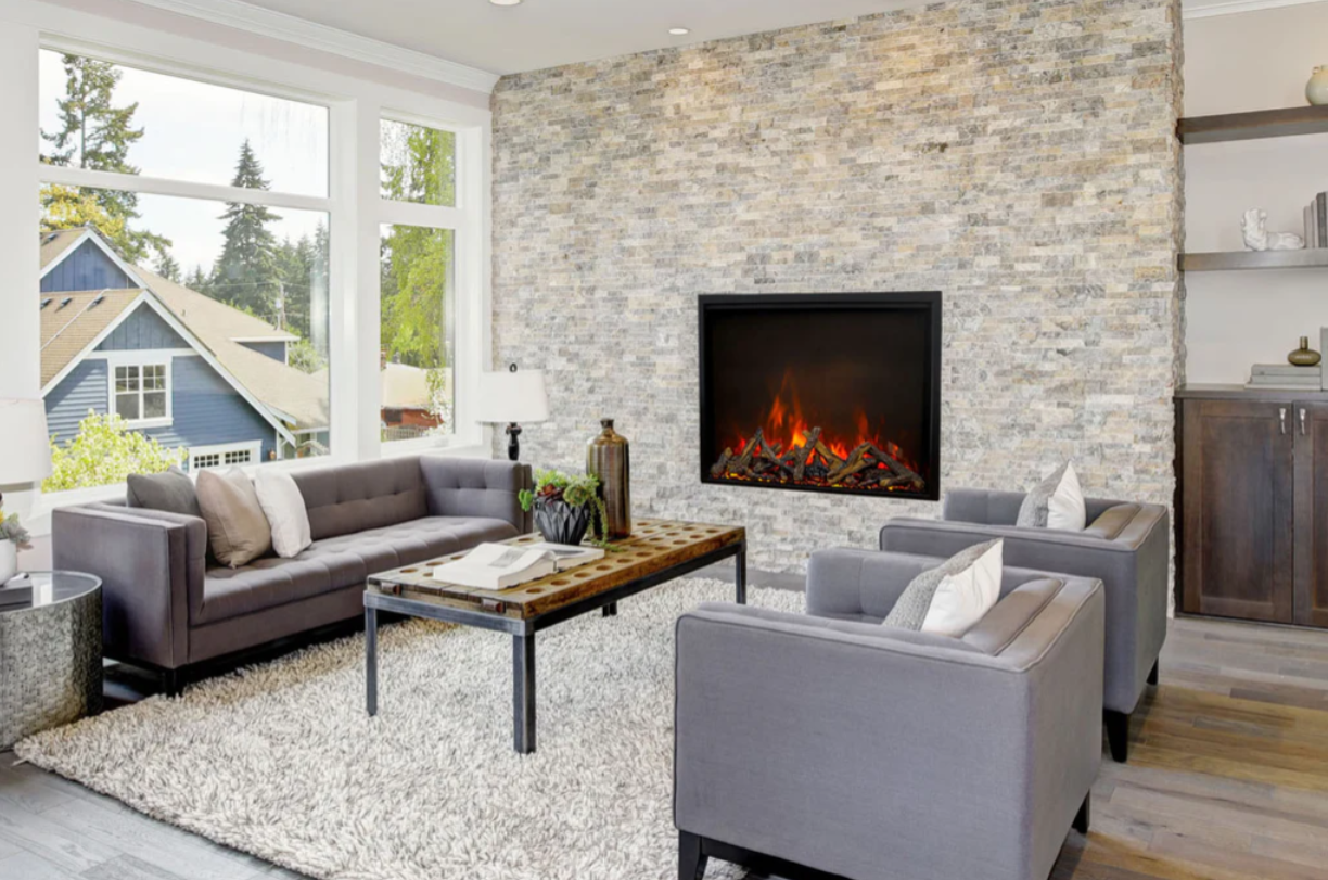 Traditional Lumina 48-Inch Built-In Indoor/Outdoor Smart Electric Firebox Insert - Wheatland Fireplace