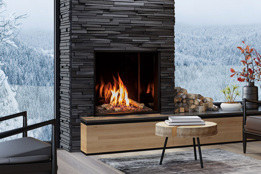 U33 See Through Gas Fireplace IPI w/Horizontal Fluted Liner & Remote - Wheatland Fireplace
