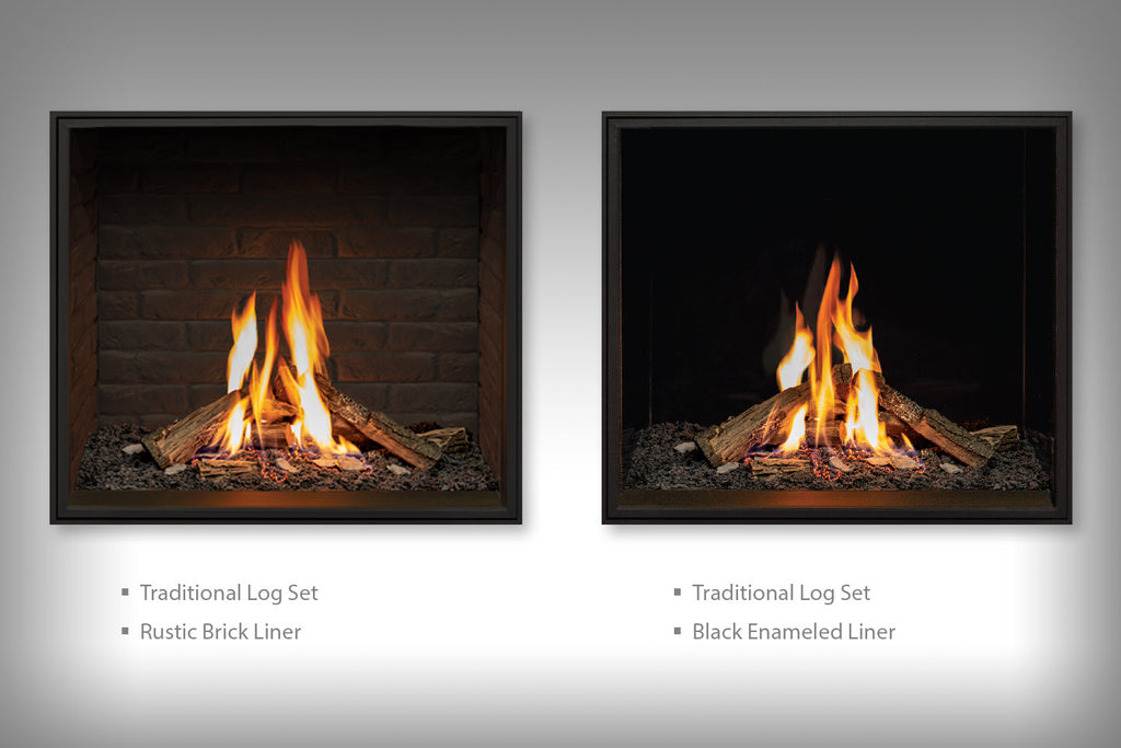 U33 See Through Gas Fireplace IPI w/Horizontal Fluted Liner & Remote - Wheatland Fireplace