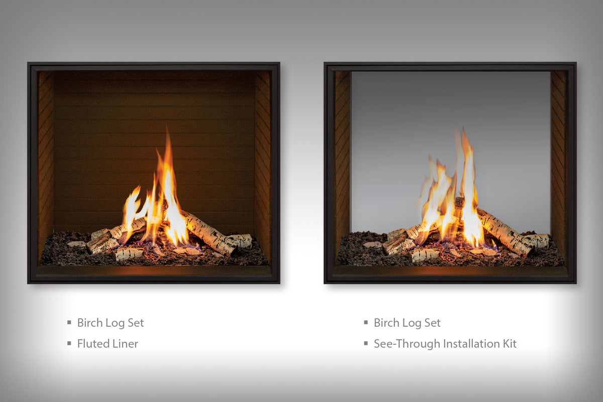 U33 See Through Gas Fireplace IPI w/Horizontal Fluted Liner & Remote - Wheatland Fireplace