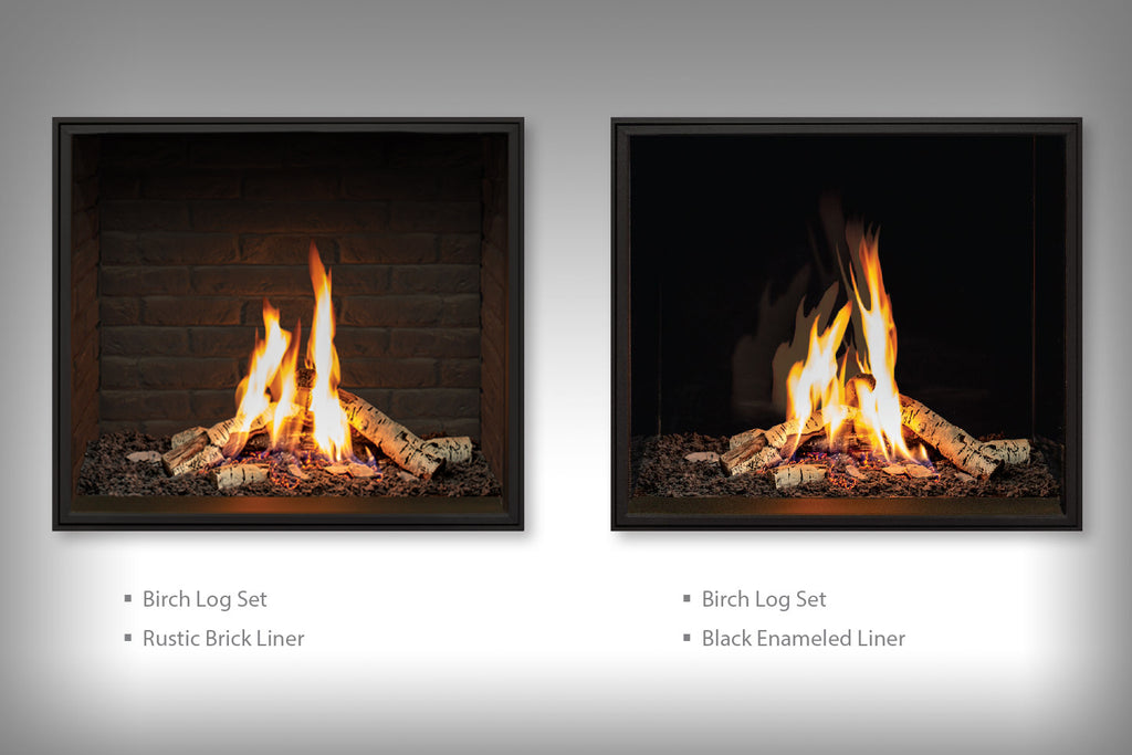 U33 See Through Gas Fireplace IPI w/Horizontal Fluted Liner & Remote - Wheatland Fireplace