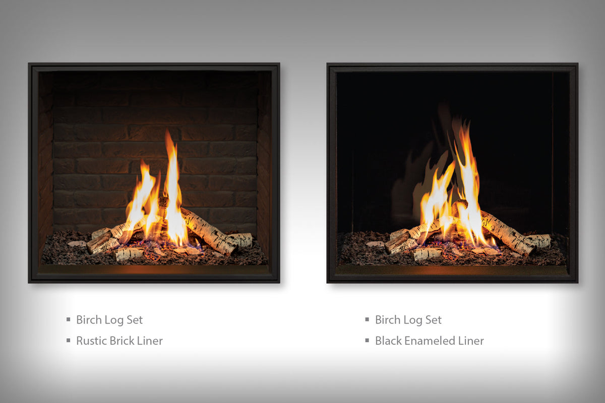 U33 See Through Gas Fireplace IPI w/Horizontal Fluted Liner & Remote - Wheatland Fireplace