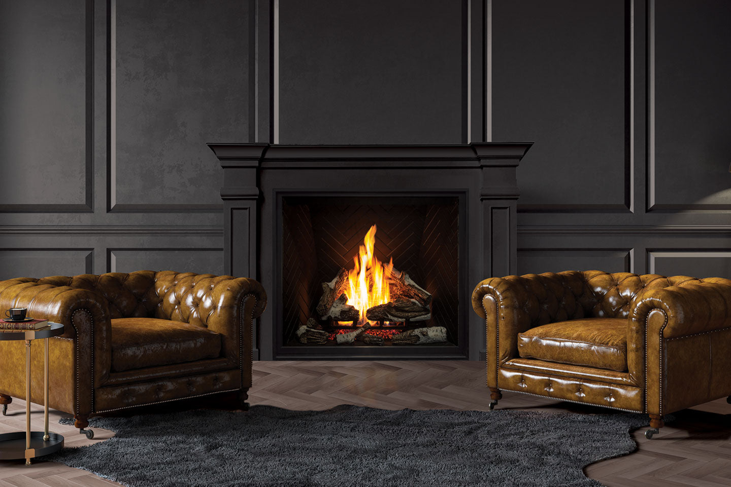 U44 Gas Fireplace IPI w/ Glass Burner, Black Enameled Liner & Remote - Wheatland Fireplace