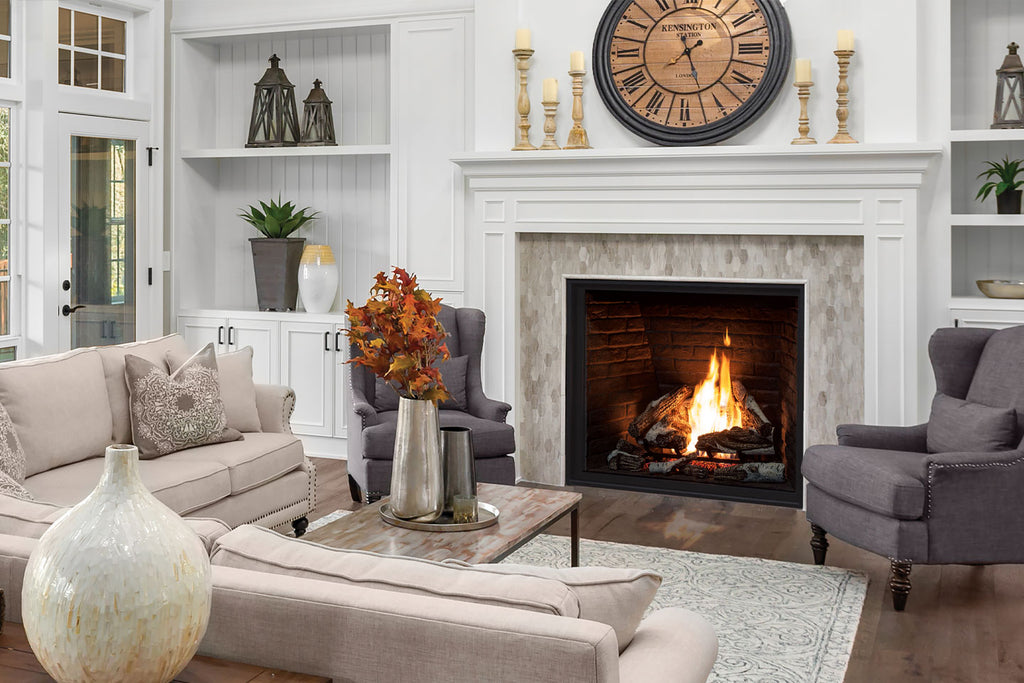 U44 Gas Fireplace IPI w/ Glass Burner, Black Enameled Liner & Remote - Wheatland Fireplace