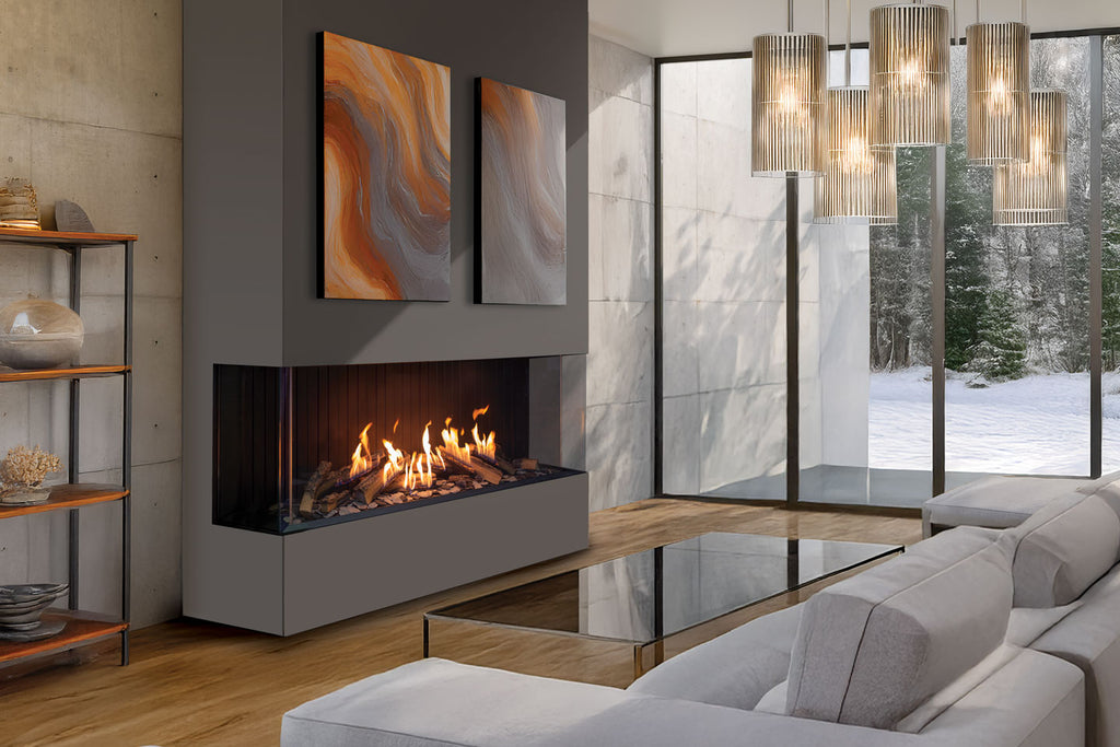 U70 Tall Ultra Urbana Gas Fireplace IPI NG w/Steel Fluted Liner (Fire-In-Log Separate) - Wheatland Fireplace