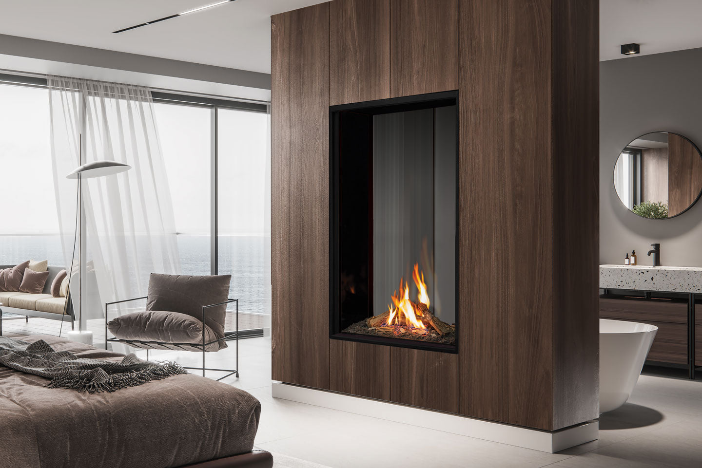 Urbana U33 Tall See-Through Gas Fireplace - Wheatland Fireplace