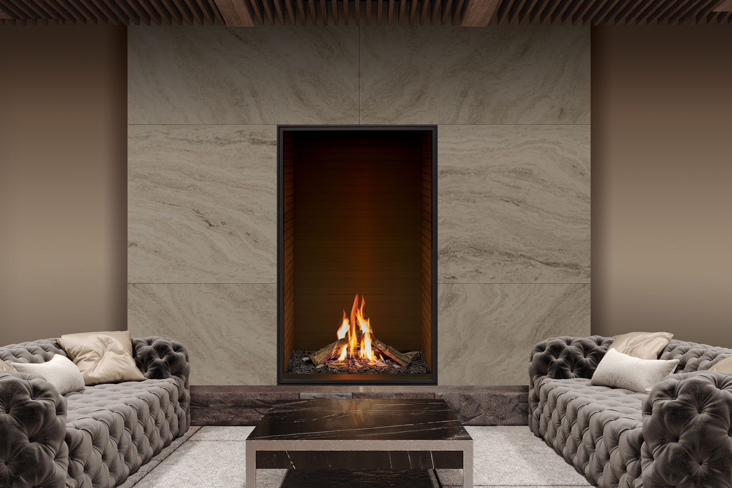 Urbana U33 Tall See-Through Gas Fireplace - Wheatland Fireplace