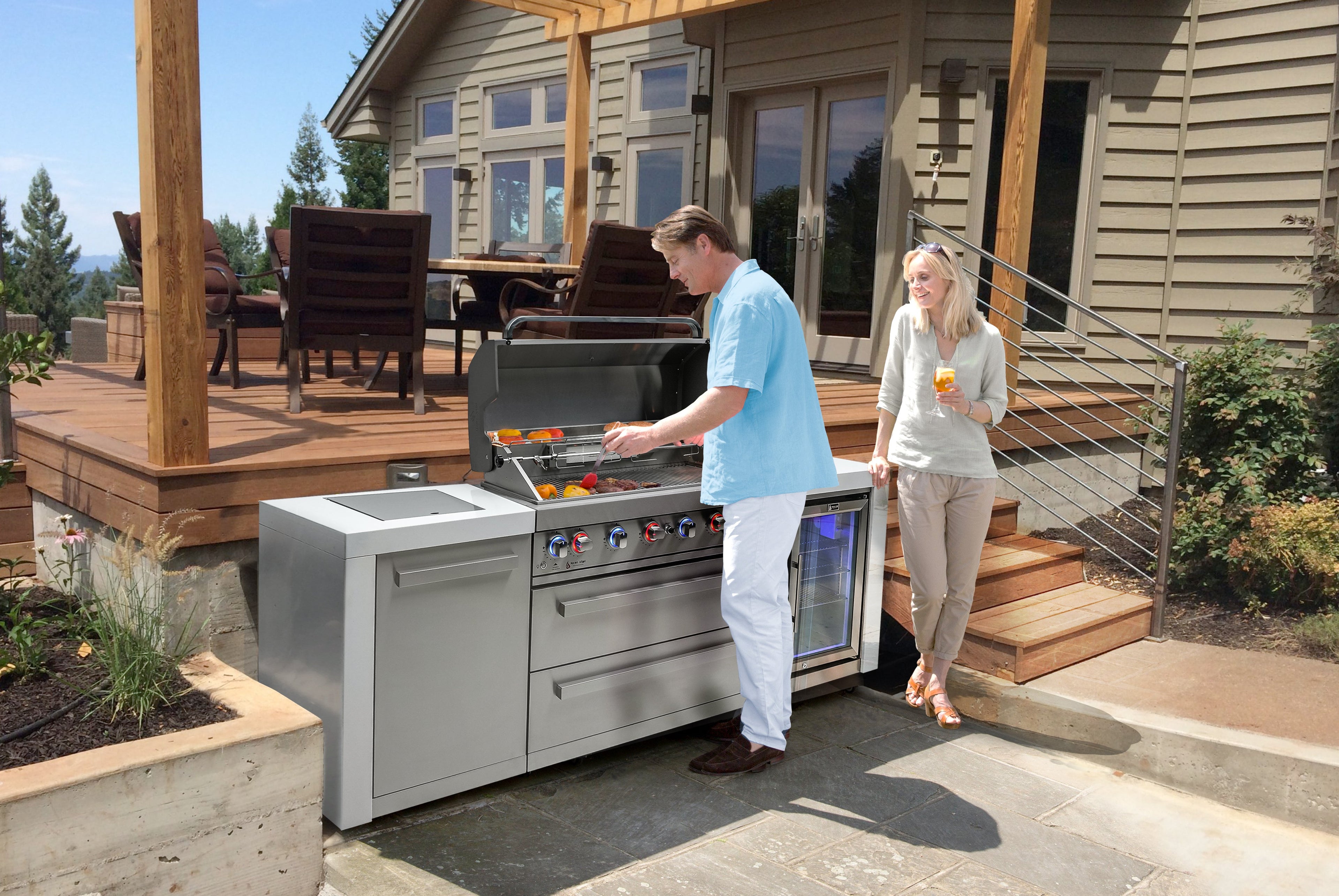 Mont Alpi 805 Deluxe Island with a Fridge Cabinet - Wheatland Fireplace