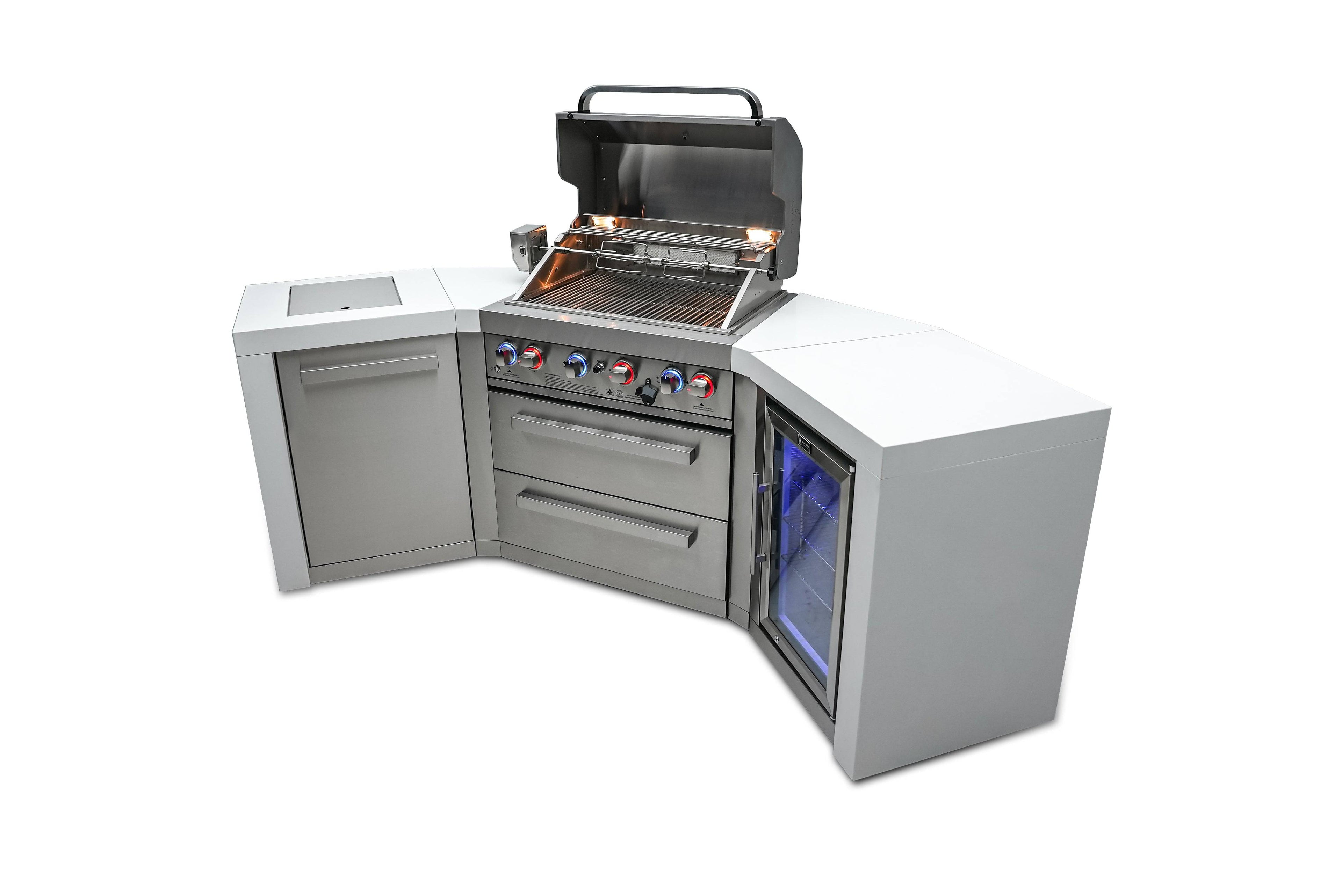 Mont Alpi 400 Deluxe Island with 45 Degree Corners and a Fridge Cabinet - Wheatland Fireplace