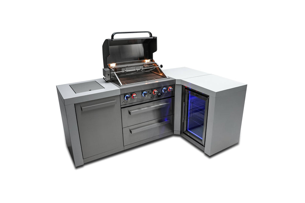 Mont Alpi 400 Deluxe Island with a 90 Degree Corner and a Fridge Cabinet - Wheatland Fireplace