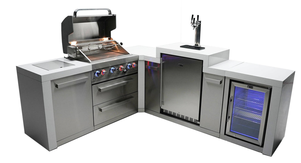 Mont Alpi 400 Deluxe Island with a 90 Degree Corner, Kegerator and Fridge Cabinet - Wheatland Fireplace