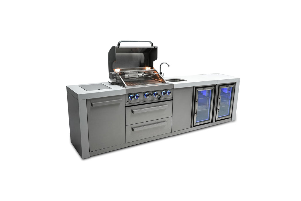 Mont Alpi 400 Deluxe Island with a Beverage Center and Fridge Cabinet - Wheatland Fireplace