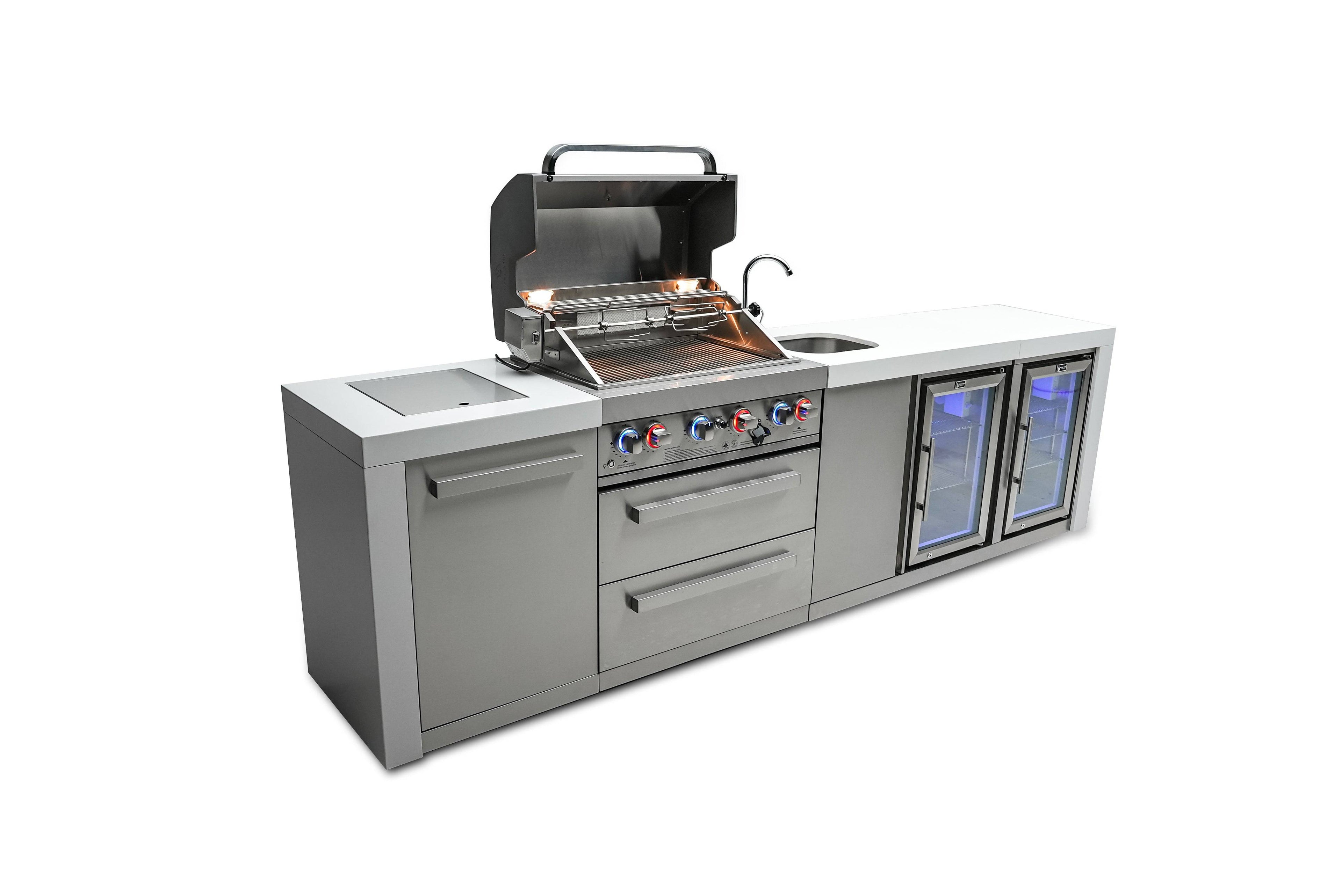 Mont Alpi 400 Deluxe Island with a Beverage Center and Fridge Cabinet - Wheatland Fireplace