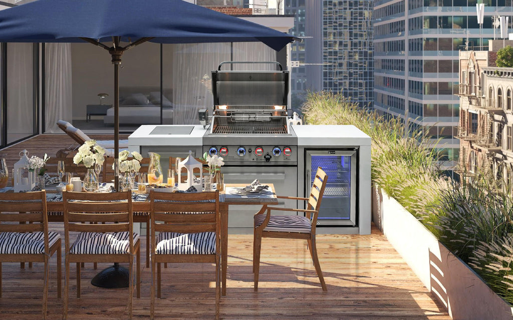 Mont Alpi 400 Deluxe Island with a Fridge Cabinet - Wheatland Fireplace