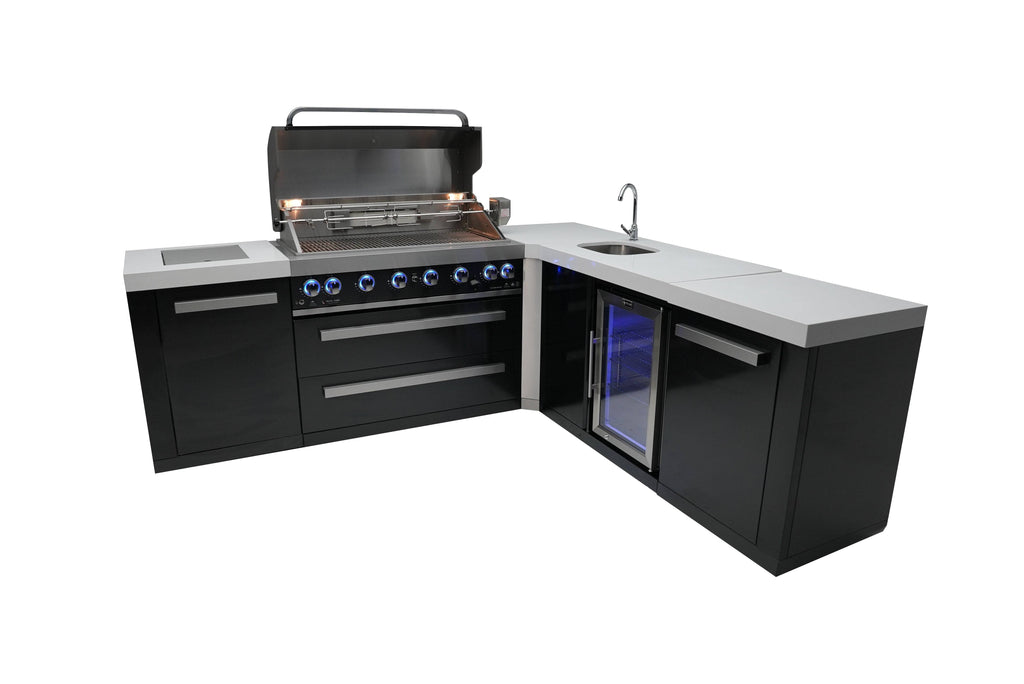 Mont Alpi 805 Black Stainless Steel Island with a 90 Degree Corner and Beverage Center - Wheatland Fireplace