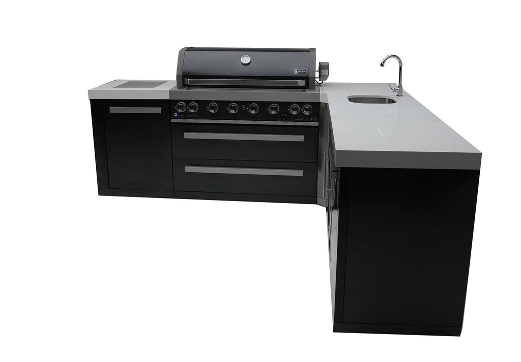 Mont Alpi 805 Black Stainless Steel Island with a 90 Degree Corner and Beverage Center - Wheatland Fireplace