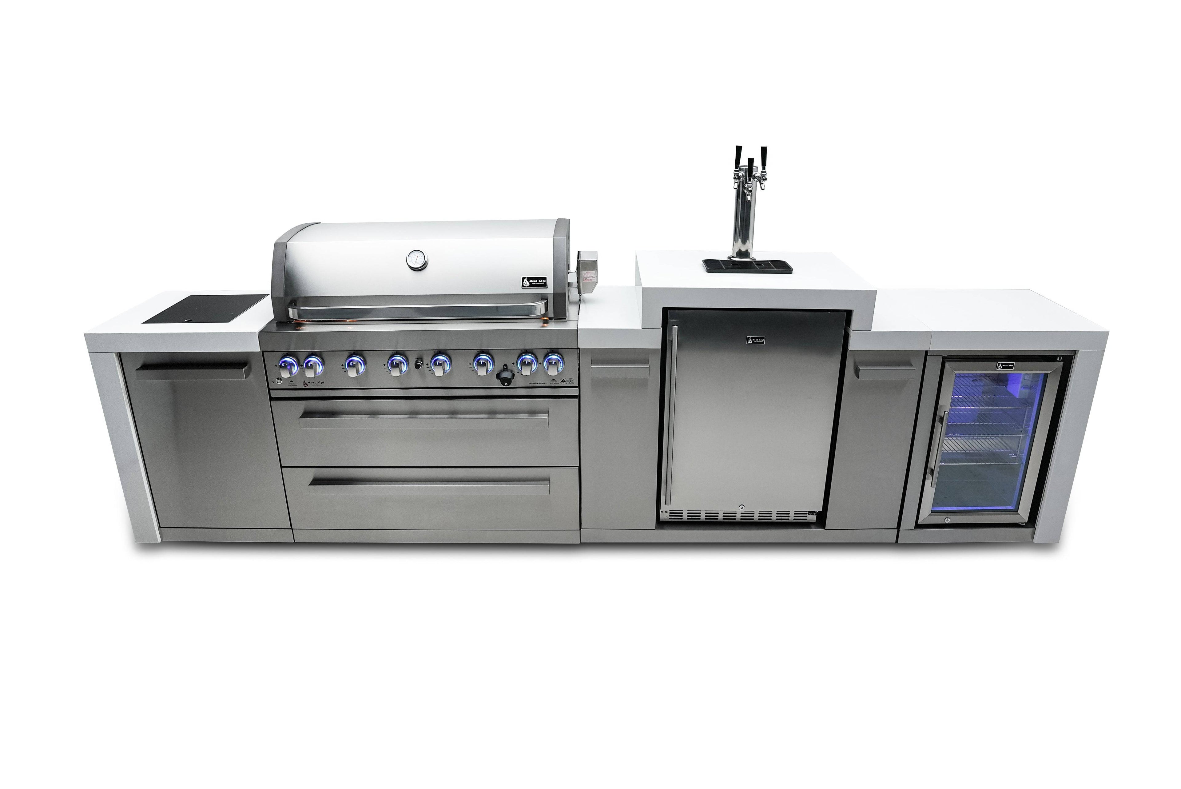 Mont Alpi 805 Deluxe Island with a Kegerator and  Fridge Cabinet - Wheatland Fireplace