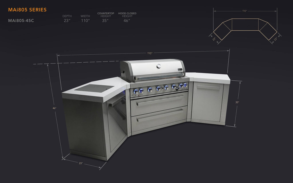 Mont Alpi 805 Island with 45 Degree Corners - Wheatland Fireplace