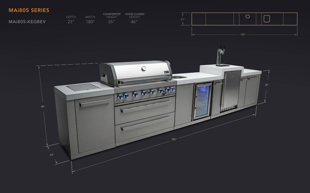 Mont Alpi 805 Island with a Kegerator and a Beverage Center - Wheatland Fireplace