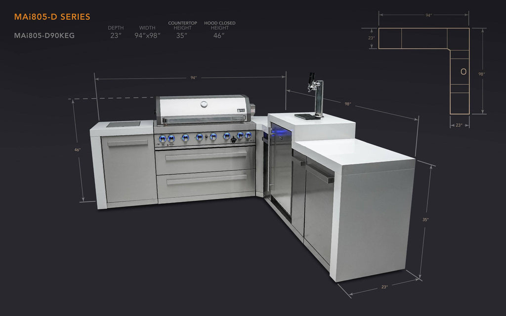 Mont Alpi 805 Deluxe Island with a 90 Degree Corner and Kegerator - Wheatland Fireplace