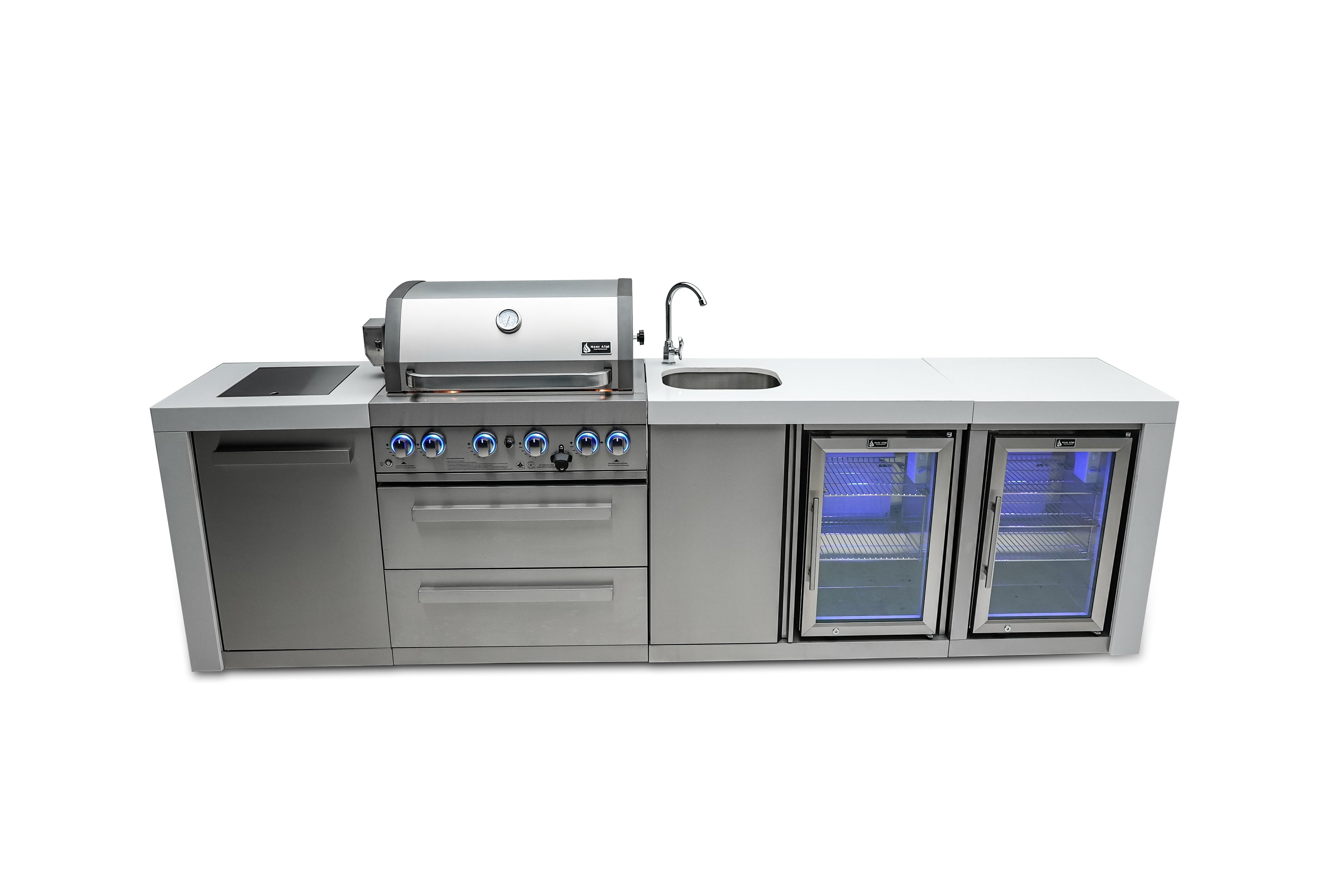 Mont Alpi 400 Deluxe Island with a Beverage Center and Fridge Cabinet - Wheatland Fireplace