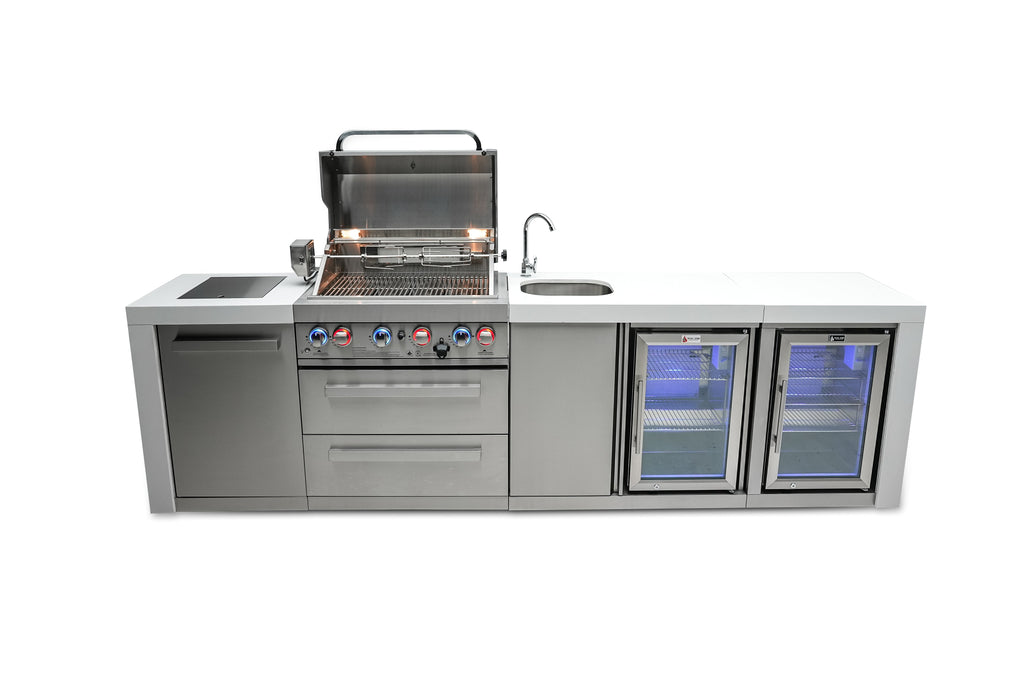Mont Alpi 400 Deluxe Island with a Beverage Center and Fridge Cabinet - Wheatland Fireplace