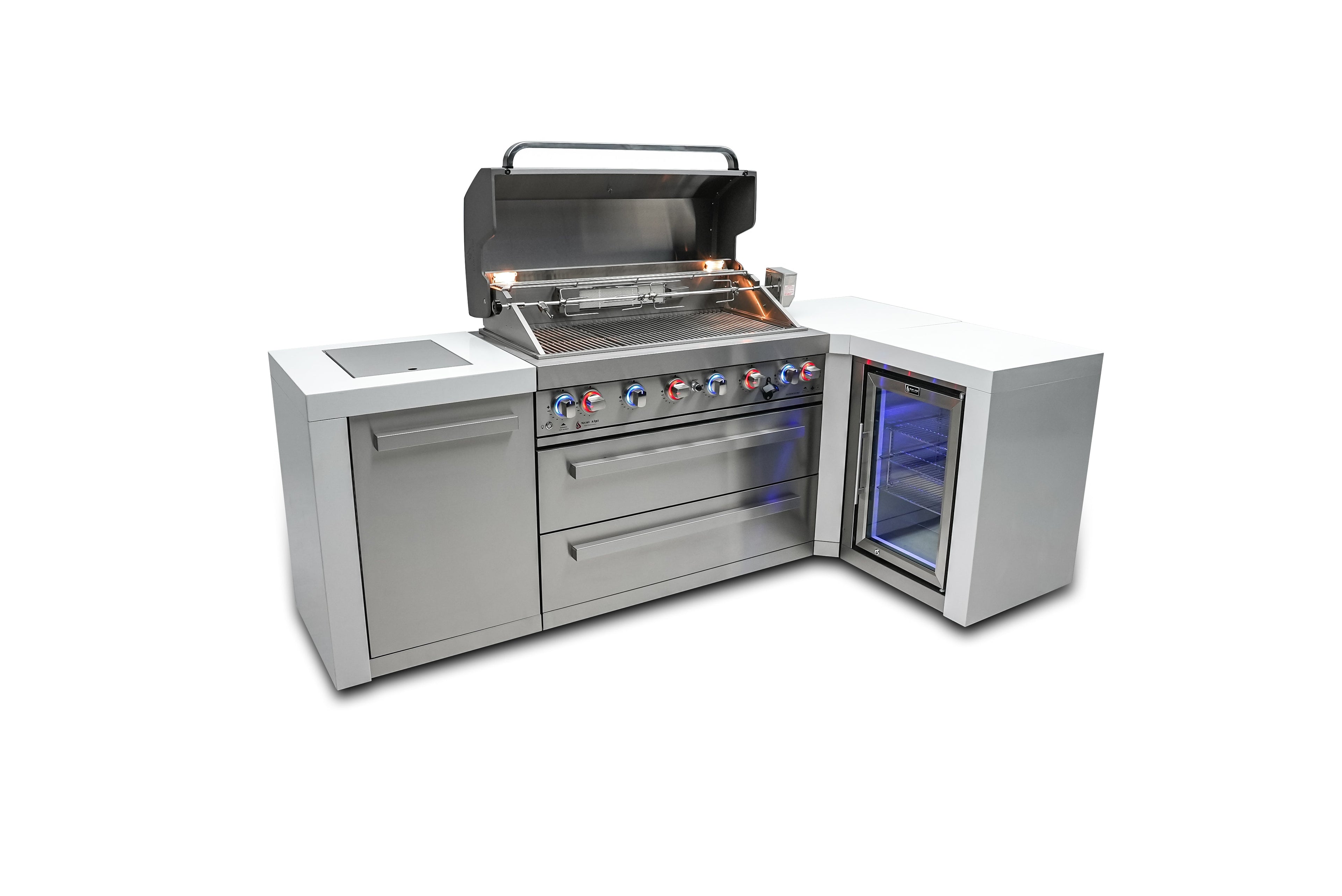 Mont Alpi 805 Deluxe Island with a 90 Degree Corner and a Fridge Cabinet - Wheatland Fireplace