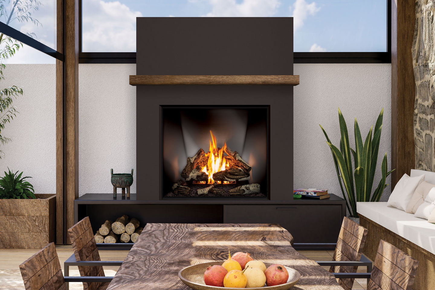 U44 Outdoor Gas Fireplace w/wall switch