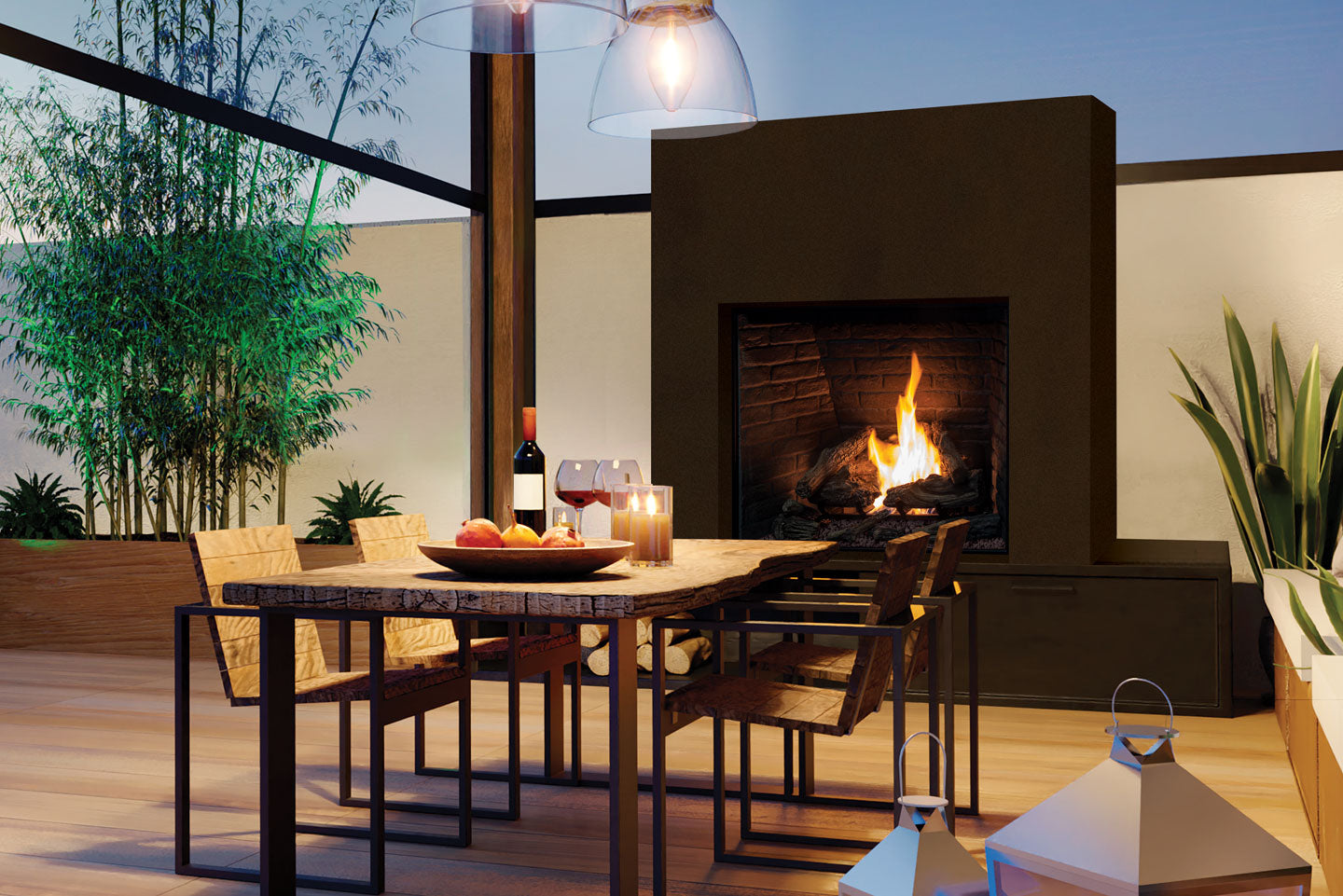 U44 Outdoor Gas Fireplace w/wall switch