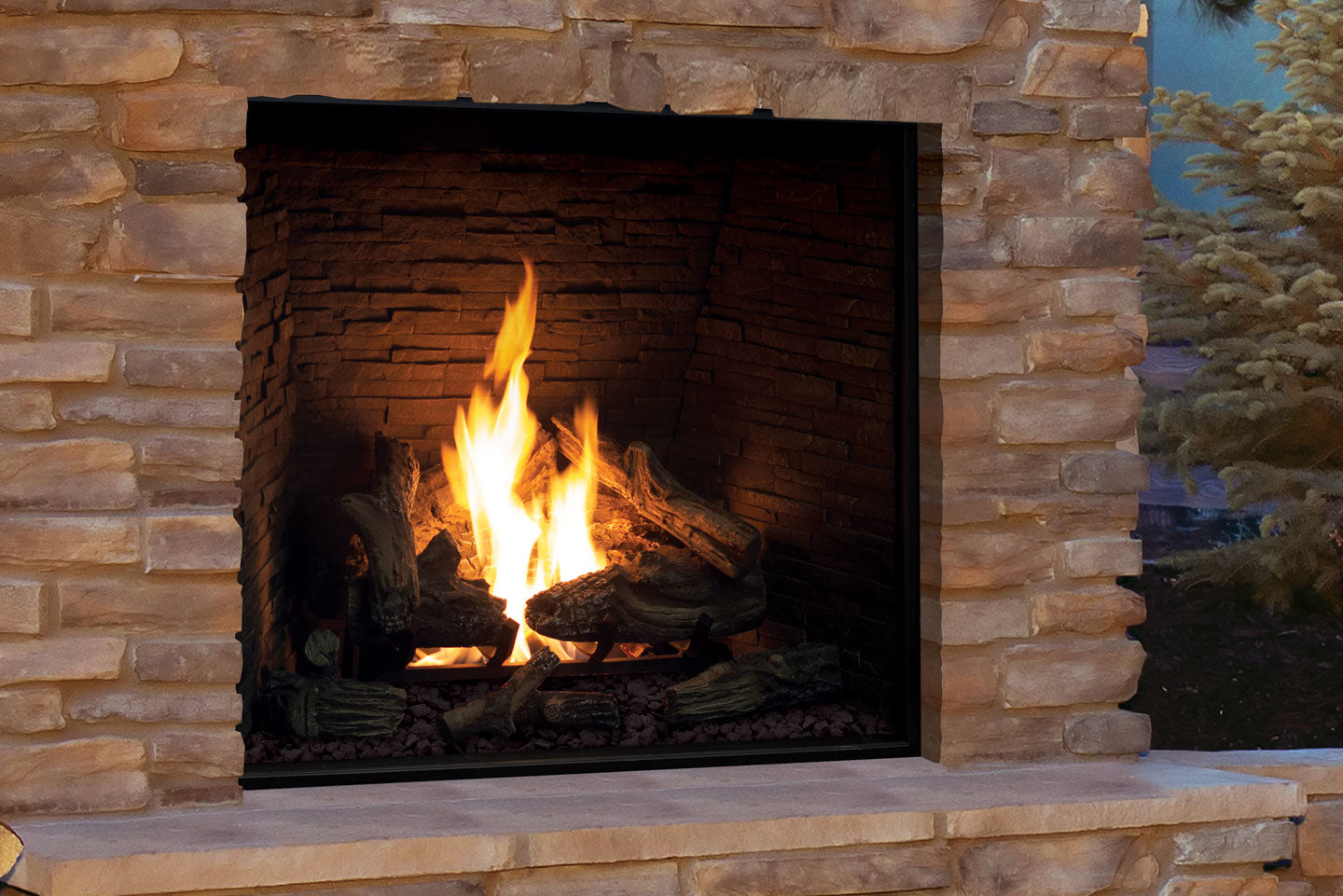 U44 Outdoor Gas Fireplace w/wall switch
